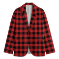 Red And Black Buffalo Plaid Print Men's Blazer