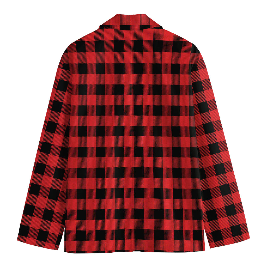 Red And Black Buffalo Plaid Print Men's Blazer