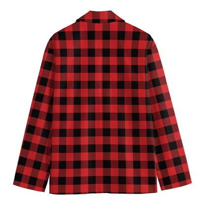 Red And Black Buffalo Plaid Print Men's Blazer