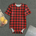 Red And Black Buffalo Plaid Print Men's Bodysuit