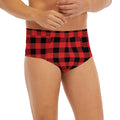 Red And Black Buffalo Plaid Print Men's Briefs