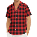 Red And Black Buffalo Plaid Print Men's Deep V-Neck Shirt