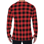 Red And Black Buffalo Plaid Print Men's Long Sleeve T-Shirt