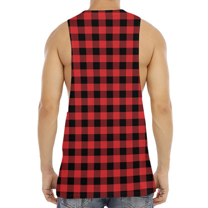 Red And Black Buffalo Plaid Print Men's Muscle Tank Top