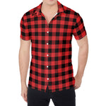 Red And Black Buffalo Plaid Print Men's Shirt