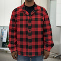 Red And Black Buffalo Plaid Print Men's Shirt Jacket