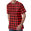 Red And Black Buffalo Plaid Print Men's Velvet T-Shirt