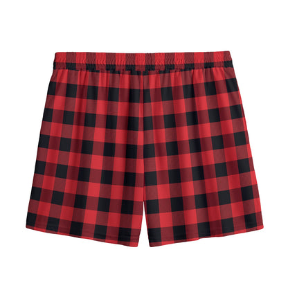 Red And Black Buffalo Plaid Print Mesh Shorts
