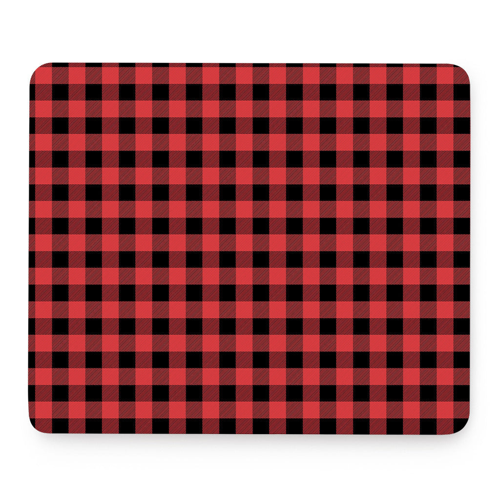 Red And Black Buffalo Plaid Print Mouse Pad