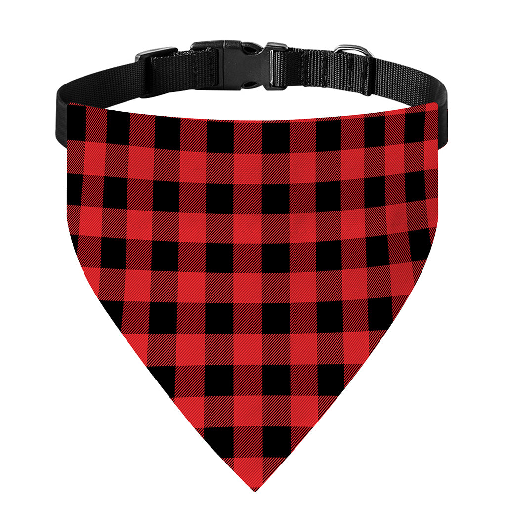 Red And Black Buffalo Plaid Print Over The Collar Dog Bandana