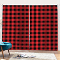 Red And Black Buffalo Plaid Print Pencil Pleat Curtains