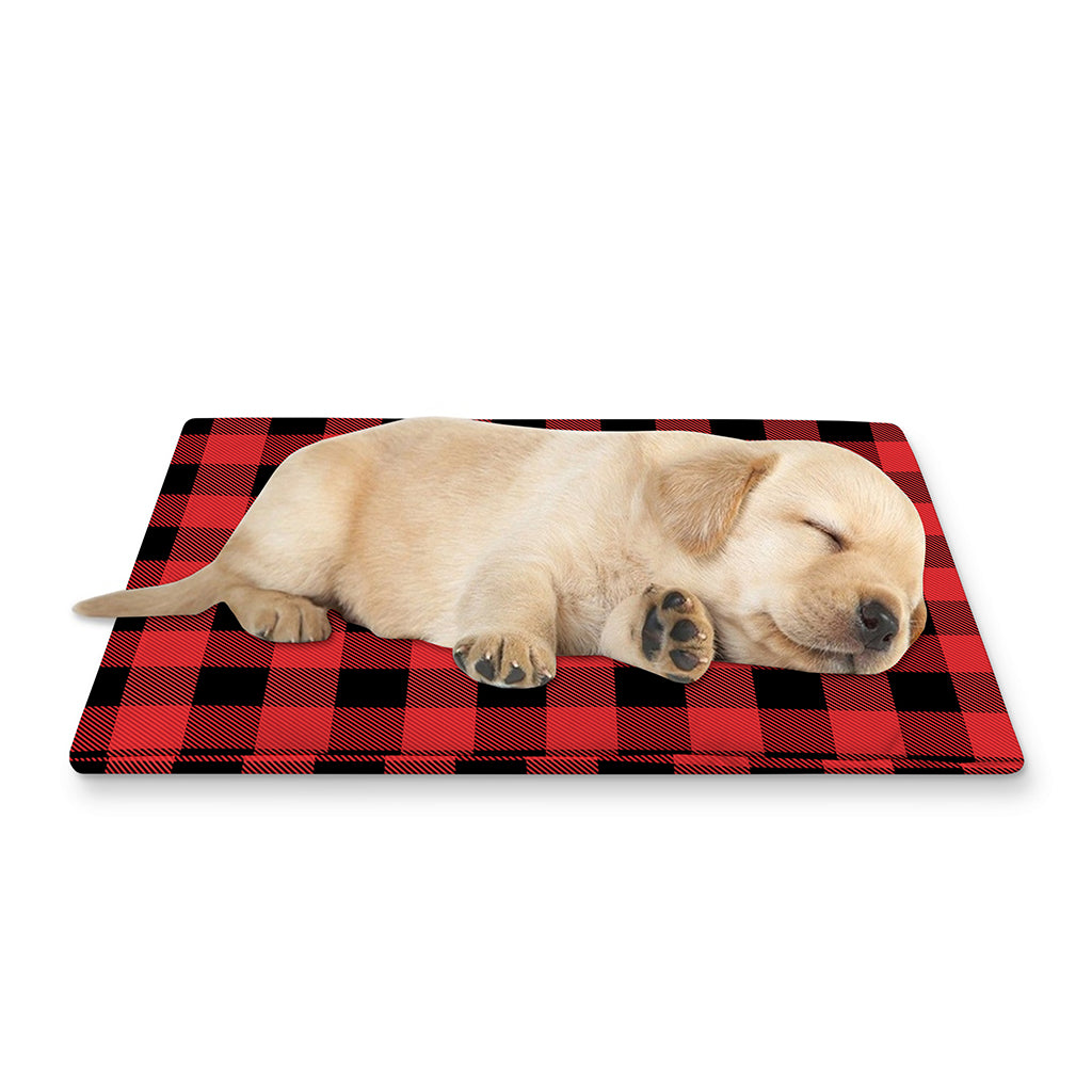 Red And Black Buffalo Plaid Print Pet Cooling Mat Cover
