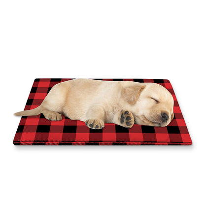 Red And Black Buffalo Plaid Print Pet Cooling Mat Cover