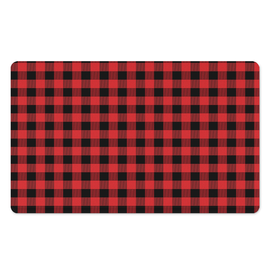 Red And Black Buffalo Plaid Print Polyester Doormat