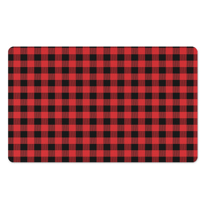 Red And Black Buffalo Plaid Print Polyester Doormat