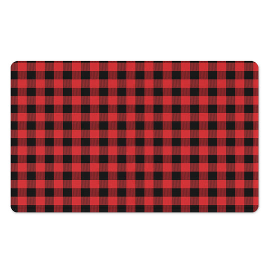 Red And Black Buffalo Plaid Print Polyester Doormat