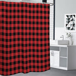 Red And Black Buffalo Plaid Print Premium Shower Curtain