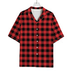 Red And Black Buffalo Plaid Print Rayon Hawaiian Shirt
