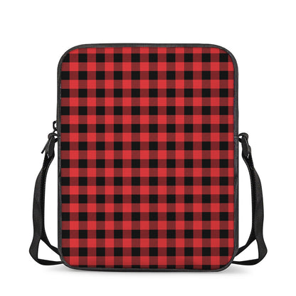 Red And Black Buffalo Plaid Print Rectangular Crossbody Bag