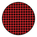 Red And Black Buffalo Plaid Print Round Floor Mat