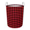 Red And Black Buffalo Plaid Print Round Laundry Basket