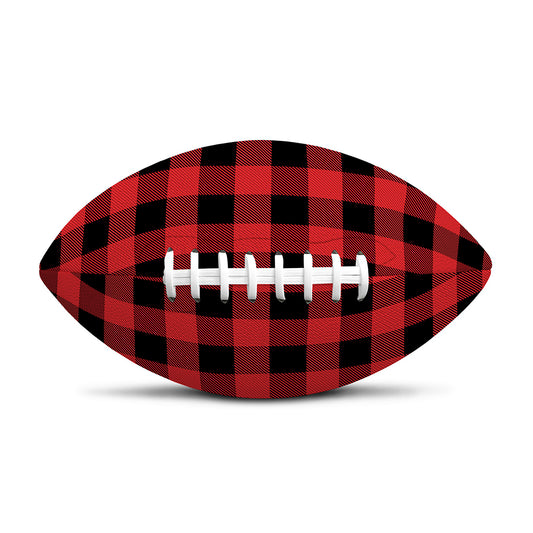 Red And Black Buffalo Plaid Print Rugby Ball