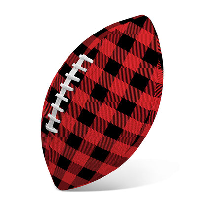 Red And Black Buffalo Plaid Print Rugby Ball