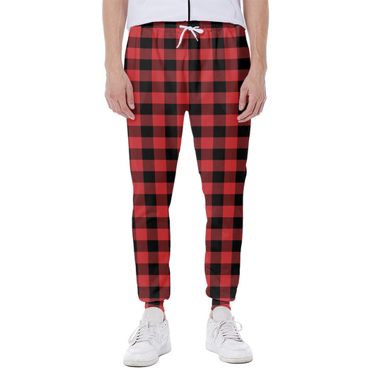 Red And Black Buffalo Plaid Print Scuba Joggers
