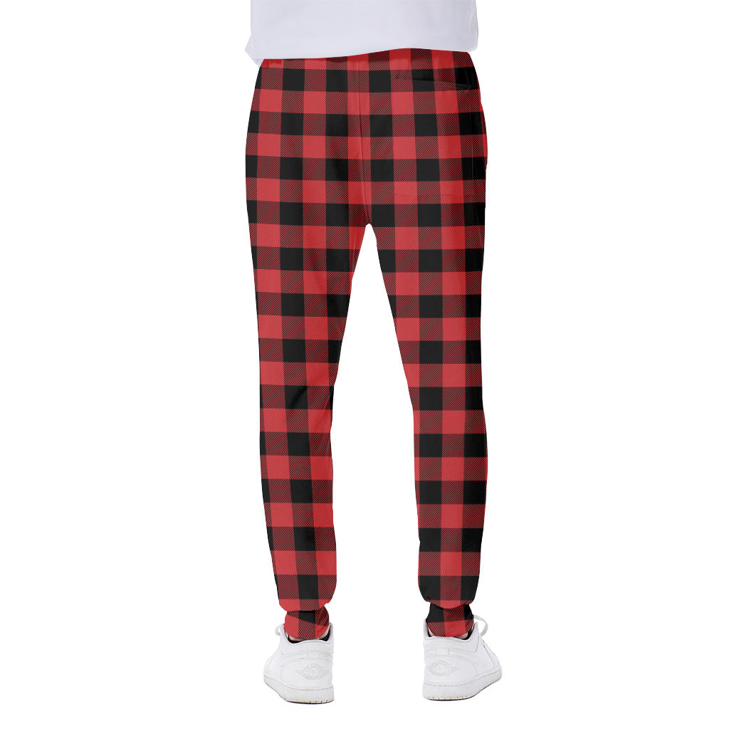 Red And Black Buffalo Plaid Print Scuba Joggers