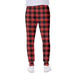 Red And Black Buffalo Plaid Print Scuba Joggers