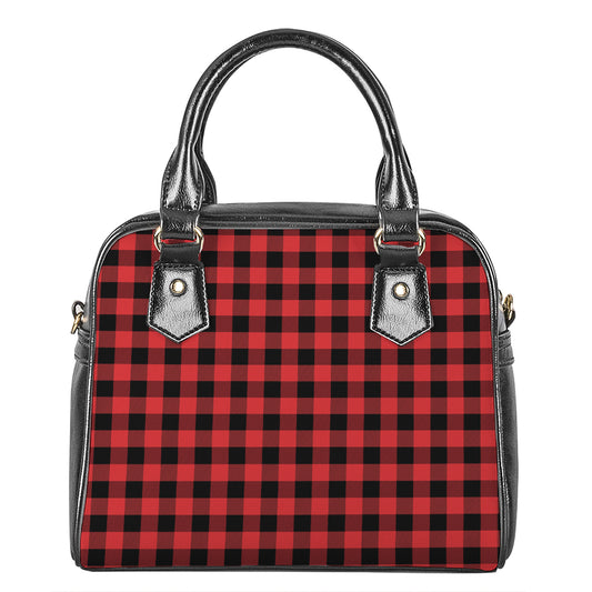 Red And Black Buffalo Plaid Print Shoulder Handbag