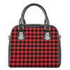 Red And Black Buffalo Plaid Print Shoulder Handbag