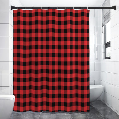 Red And Black Buffalo Plaid Print Shower Curtain