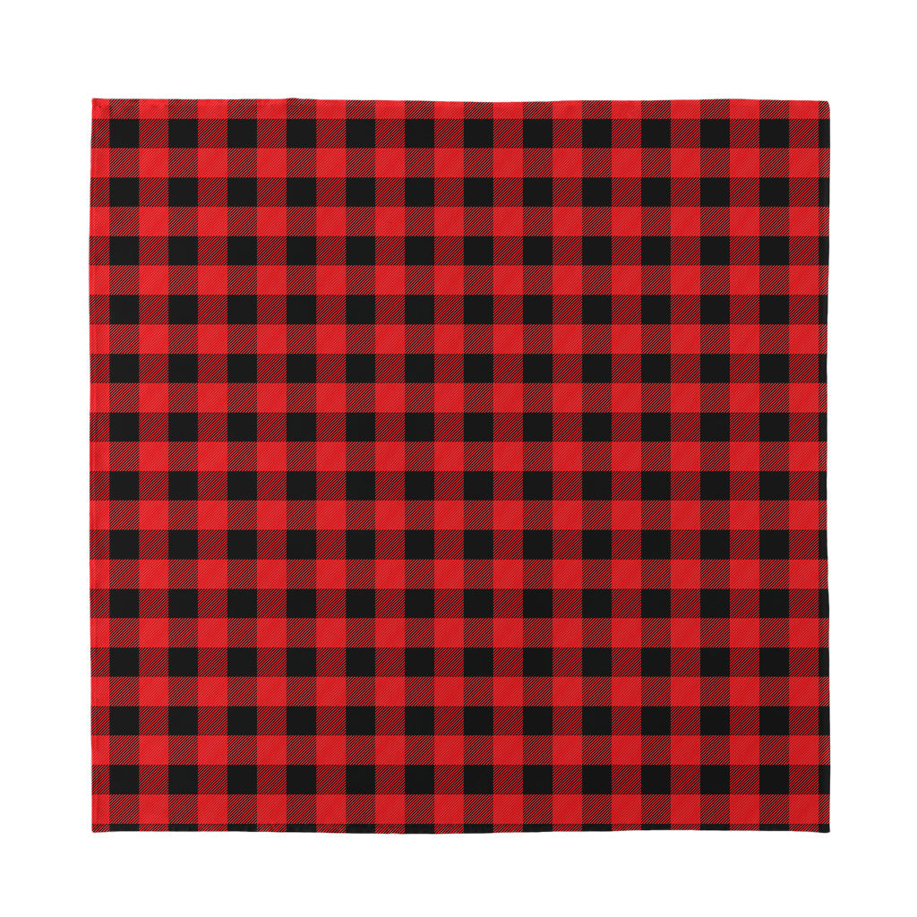 Red And Black Buffalo Plaid Print Silk Bandana
