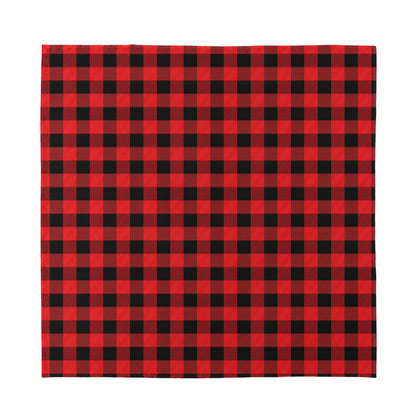 Red And Black Buffalo Plaid Print Silk Bandana