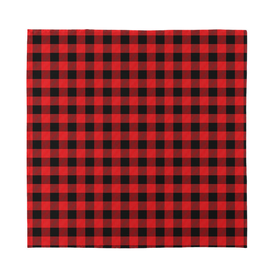Red And Black Buffalo Plaid Print Silk Bandana