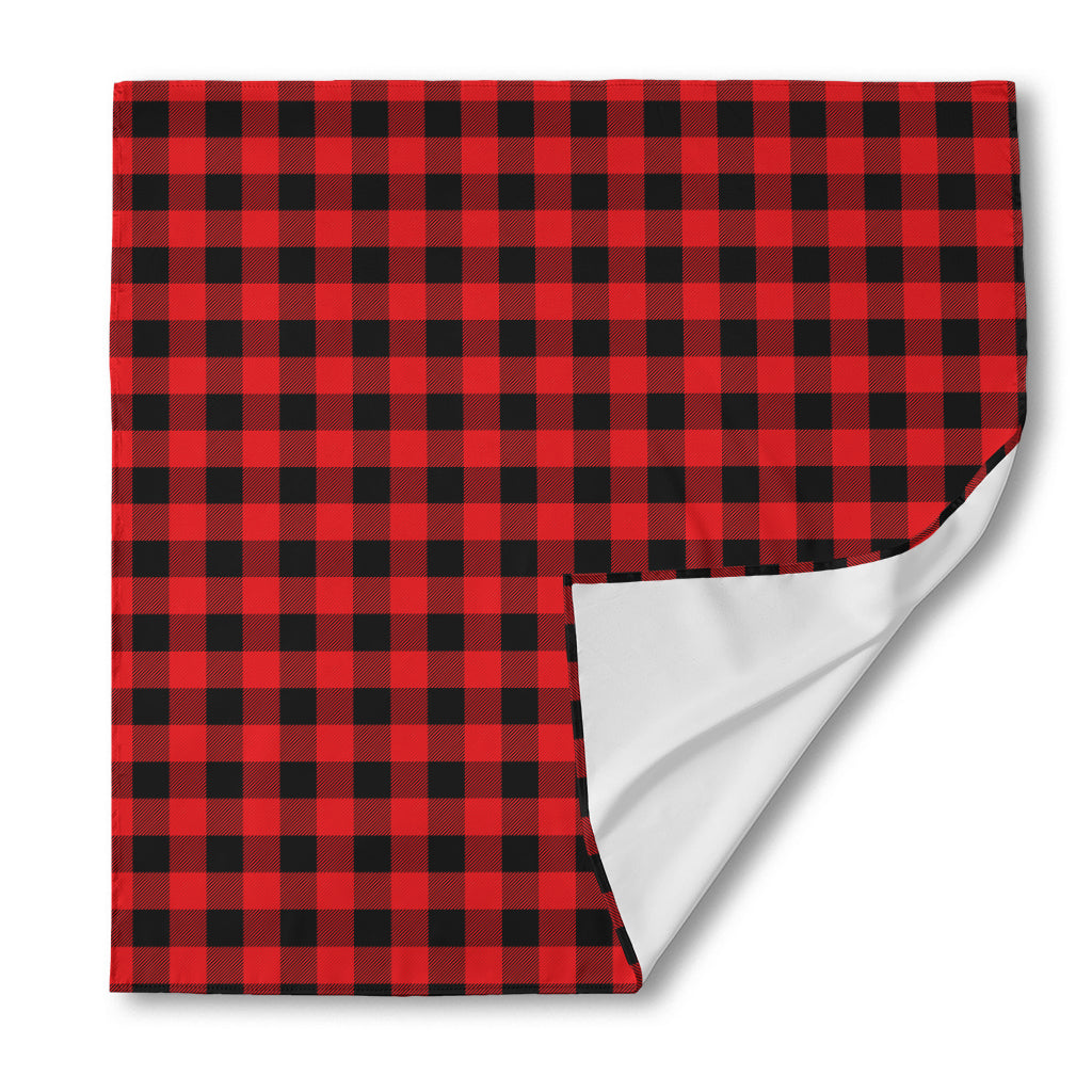 Red And Black Buffalo Plaid Print Silk Bandana
