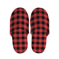 Red And Black Buffalo Plaid Print Slippers