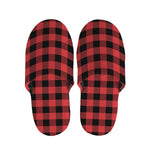 Red And Black Buffalo Plaid Print Slippers