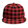 Red And Black Buffalo Plaid Print Snapback Cap