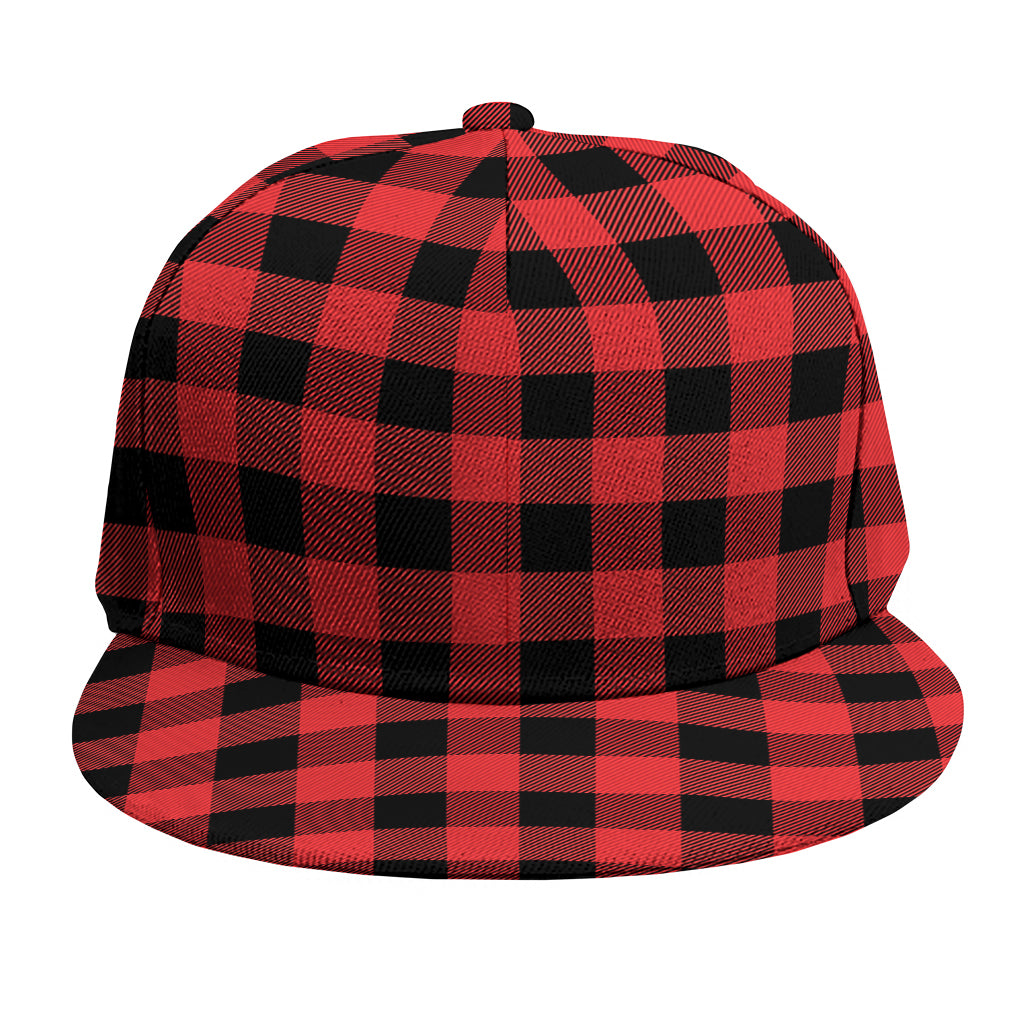 Red And Black Buffalo Plaid Print Snapback Cap
