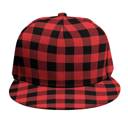 Red And Black Buffalo Plaid Print Snapback Cap