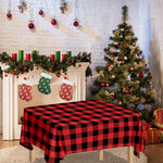 Red And Black Buffalo Plaid Print Tablecloth