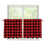 Red And Black Buffalo Plaid Print Tier Curtains