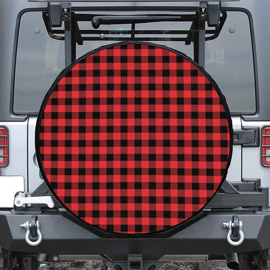 Red And Black Buffalo Plaid Print Tire Cover