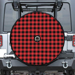 Red And Black Buffalo Plaid Print Tire Cover With Camera Hole