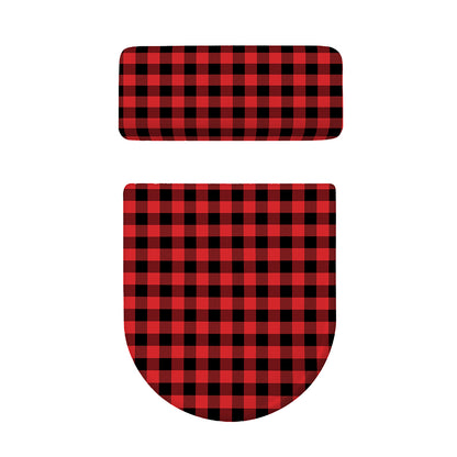 Red And Black Buffalo Plaid Print Toilet Lid And Tank Cover Set
