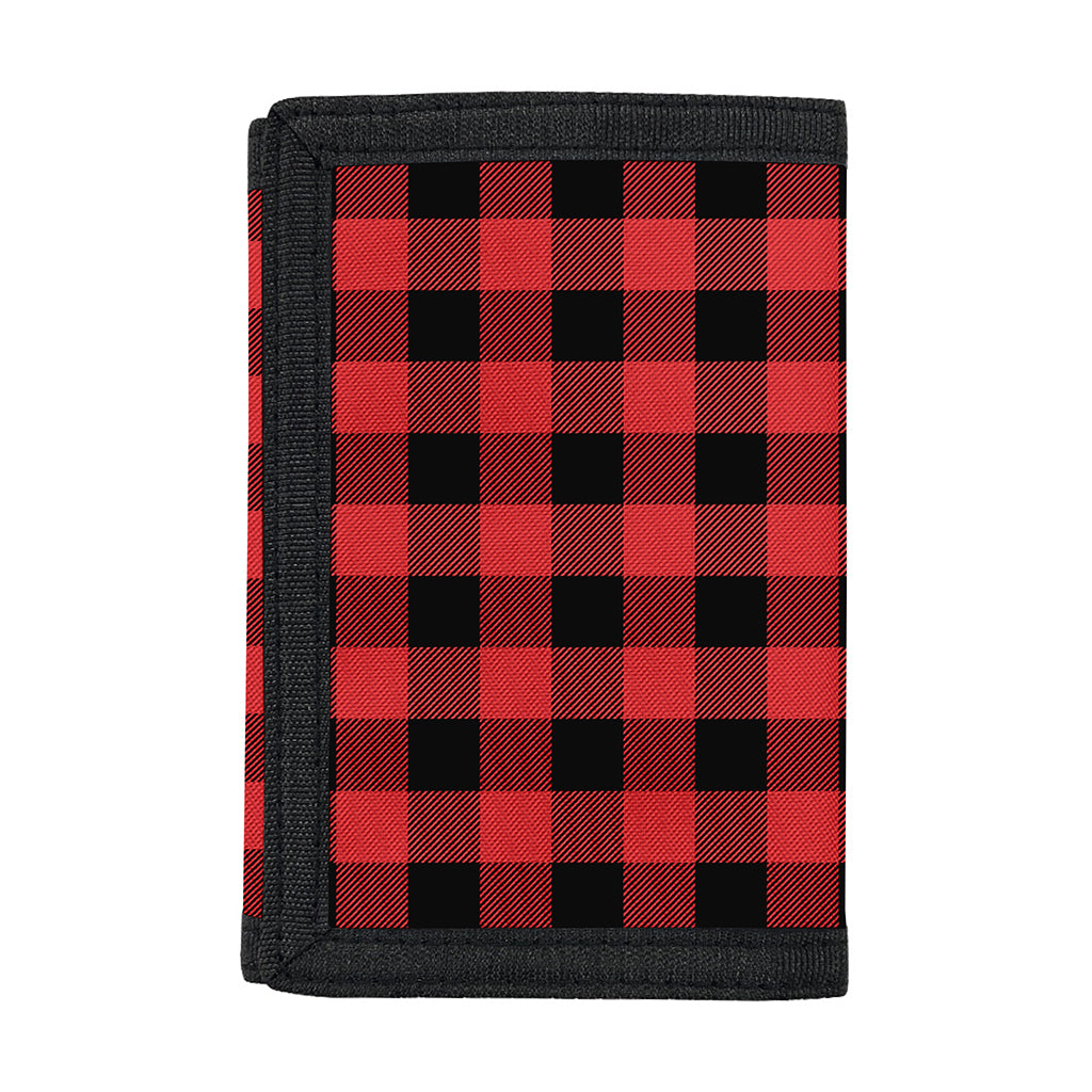 Red And Black Buffalo Plaid Print Trifold Wallet