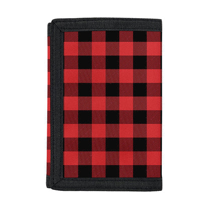 Red And Black Buffalo Plaid Print Trifold Wallet