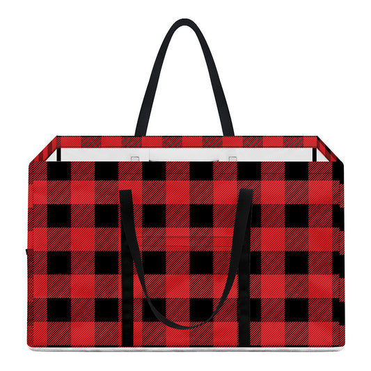 Red And Black Buffalo Plaid Print Utility Tote Bag